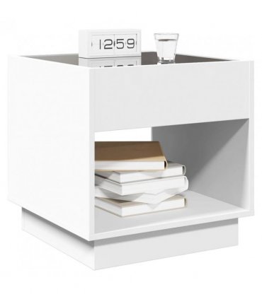 vidaXL Bedside Table with Infinity LED White 50x50x50 cm — Size: 50 x 50 x 50 cm