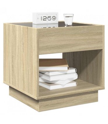 vidaXL Bedside Table with Infinity LED Sonoma Oak 50x50x50 cm — Size: 50 x 50 x 50 cm