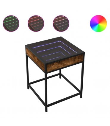 vidaXL Bedside Table with Infinity LED Smoked Oak 40x40x51 cm