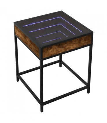 vidaXL Bedside Table with Infinity LED Smoked Oak 40x40x51 cm