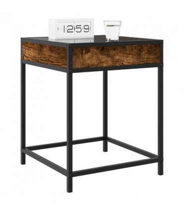 vidaXL Bedside Table with Infinity LED Smoked Oak 40x40x51 cm