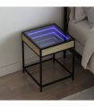 vidaXL Bedside Table with Infinity LED Sonoma Oak 40x40x51 cm