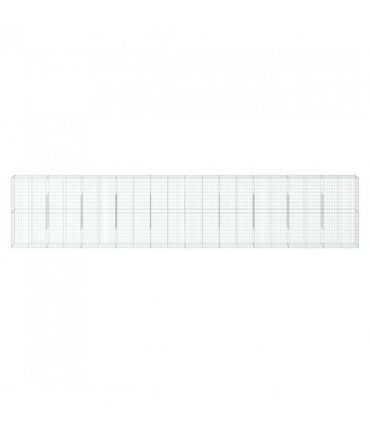 vidaXL Gabion Basket with Cover 1000x50x200 cm Galvanised Iron — Size: 1000 x 50 x 200 cm