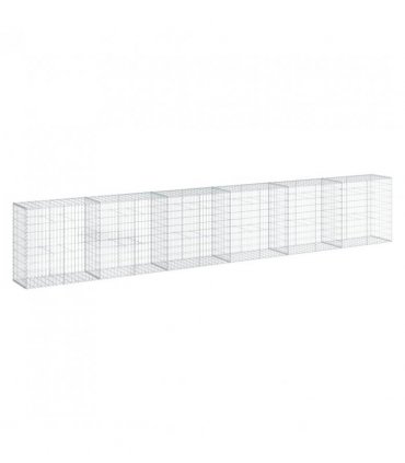 vidaXL Gabion Basket with Cover 600x50x100 cm Galvanised Iron — Size: 600 x 50 x 100 cm