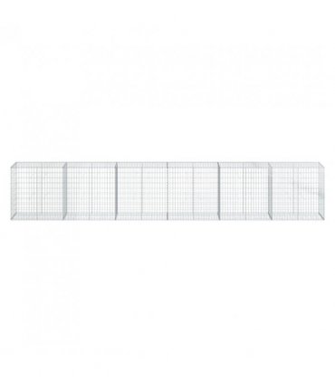 vidaXL Gabion Basket with Cover 600x50x100 cm Galvanised Iron — Size: 600 x 50 x 100 cm