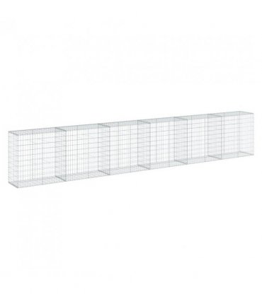 vidaXL Gabion Basket with Cover 600x50x100 cm Galvanised Iron — Size: 600 x 50 x 100 cm