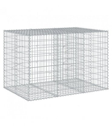 vidaXL Gabion Basket with Cover 150x100x100 cm Galvanised Iron — Size: 150 x 100 x 100 cm