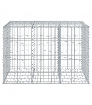 vidaXL Gabion Basket with Cover 150x100x100 cm Galvanised Iron — Size: 150 x 100 x 100 cm