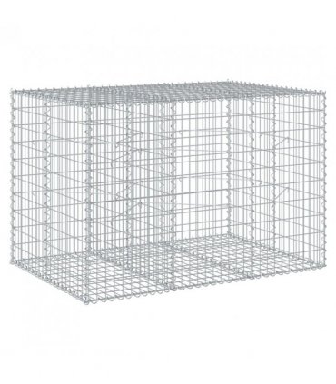 vidaXL Gabion Basket with Cover 150x100x100 cm Galvanised Iron — Size: 150 x 100 x 100 cm
