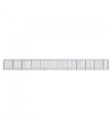 vidaXL Gabion Basket with Cover 1150x100x100 cm Galvanised Iron — Size: 1150 x 100 x 100 cm