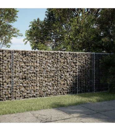 vidaXL Gabion Basket with Cover 250x100x100 cm Galvanised Iron — Size: 250 x 100 x 100 cm