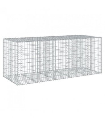vidaXL Gabion Basket with Cover 250x100x100 cm Galvanised Iron — Size: 250 x 100 x 100 cm