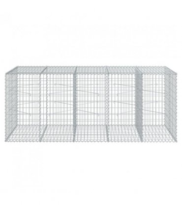 vidaXL Gabion Basket with Cover 250x100x100 cm Galvanised Iron — Size: 250 x 100 x 100 cm
