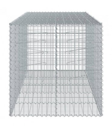 vidaXL Gabion Basket with Cover 250x100x100 cm Galvanised Iron — Size: 250 x 100 x 100 cm