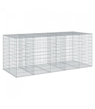 vidaXL Gabion Basket with Cover 250x100x100 cm Galvanised Iron — Size: 250 x 100 x 100 cm