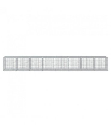 vidaXL Gabion Basket with Cover 800x100x100 cm Galvanised Iron — Size: 800 x 100 x 100 cm