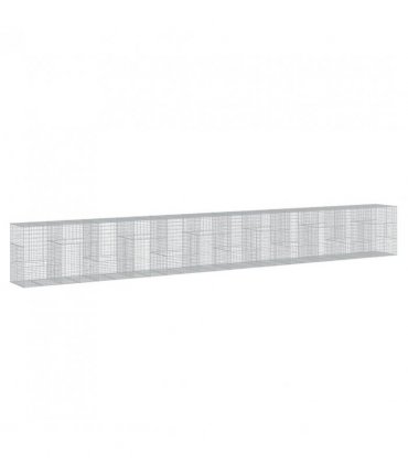 vidaXL Gabion Basket with Cover 1200x100x150 cm Galvanised Iron — Size: 1200 x 100 x 150 cm