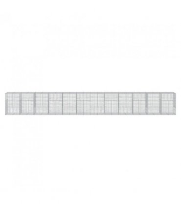 vidaXL Gabion Basket with Cover 1200x100x150 cm Galvanised Iron — Size: 1200 x 100 x 150 cm