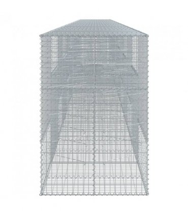 vidaXL Gabion Basket with Cover 1200x100x150 cm Galvanised Iron — Size: 1200 x 100 x 150 cm