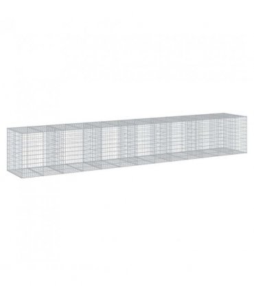 vidaXL Gabion Basket with Cover 650x100x100 cm Galvanised Iron — Size: 650 x 100 x 100 cm