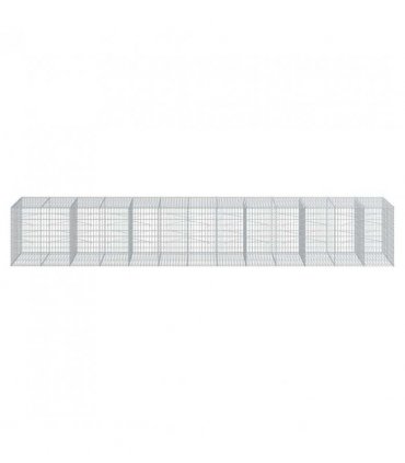 vidaXL Gabion Basket with Cover 650x100x100 cm Galvanised Iron — Size: 650 x 100 x 100 cm