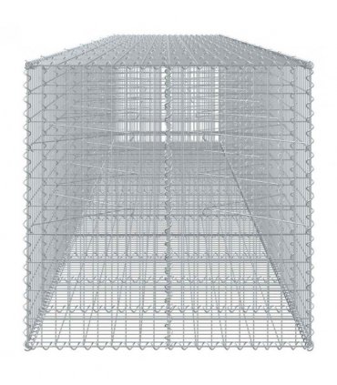 vidaXL Gabion Basket with Cover 650x100x100 cm Galvanised Iron — Size: 650 x 100 x 100 cm