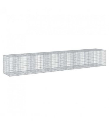 vidaXL Gabion Basket with Cover 650x100x100 cm Galvanised Iron — Size: 650 x 100 x 100 cm