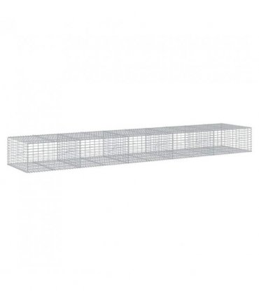 vidaXL Gabion Basket with Cover 500x100x50 cm Galvanised Iron — Size: 500 x 100 x 50 cm