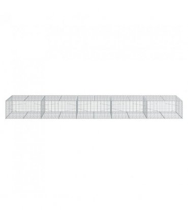 vidaXL Gabion Basket with Cover 500x100x50 cm Galvanised Iron — Size: 500 x 100 x 50 cm