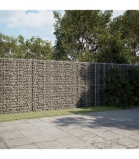 vidaXL Gabion Basket with Cover 600x100x200 cm Galvanised Iron — Size: 600 x 100 x 200 cm