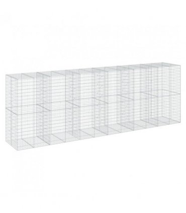 vidaXL Gabion Basket with Cover 600x100x200 cm Galvanised Iron — Size: 600 x 100 x 200 cm