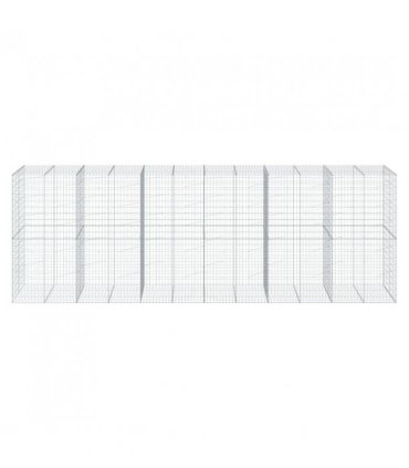 vidaXL Gabion Basket with Cover 600x100x200 cm Galvanised Iron — Size: 600 x 100 x 200 cm