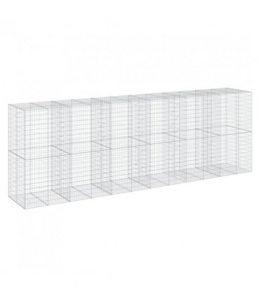 vidaXL Gabion Basket with Cover 600x100x200 cm Galvanised Iron — Size: 600 x 100 x 200 cm