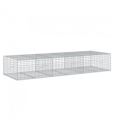 vidaXL Gabion Basket with Cover 300x100x50 cm Galvanised Iron — Size: 300 x 100 x 50 cm
