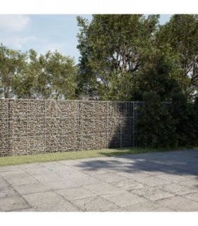 vidaXL Gabion Basket with Cover 500x100x150 cm Galvanised Iron — Size: 500 x 100 x 150 cm