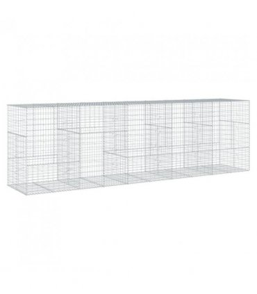 vidaXL Gabion Basket with Cover 500x100x150 cm Galvanised Iron — Size: 500 x 100 x 150 cm