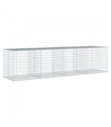 vidaXL Gabion Basket with Cover 400x100x100 cm Galvanised Iron — Size: 400 x 100 x 100 cm