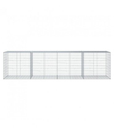 vidaXL Gabion Basket with Cover 400x100x100 cm Galvanised Iron — Size: 400 x 100 x 100 cm