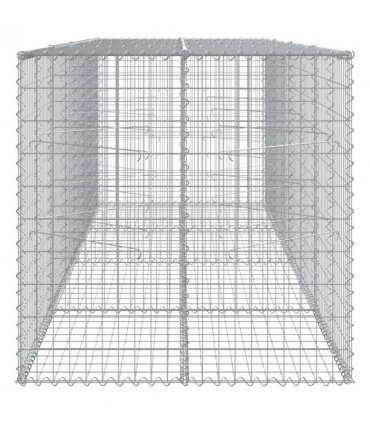vidaXL Gabion Basket with Cover 400x100x100 cm Galvanised Iron — Size: 400 x 100 x 100 cm