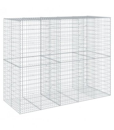 vidaXL Gabion Basket with Cover 250x100x200 cm Galvanised Iron — Size: 250 x 100 x 200 cm