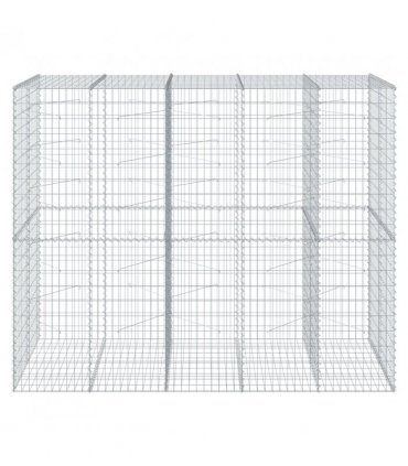 vidaXL Gabion Basket with Cover 250x100x200 cm Galvanised Iron — Size: 250 x 100 x 200 cm