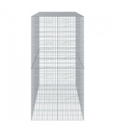 vidaXL Gabion Basket with Cover 250x100x200 cm Galvanised Iron — Size: 250 x 100 x 200 cm