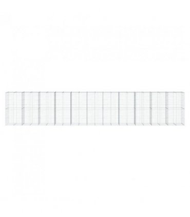 vidaXL Gabion Basket with Cover 1100x100x200 cm Galvanised Iron — Size: 1100 x 100 x 200 cm