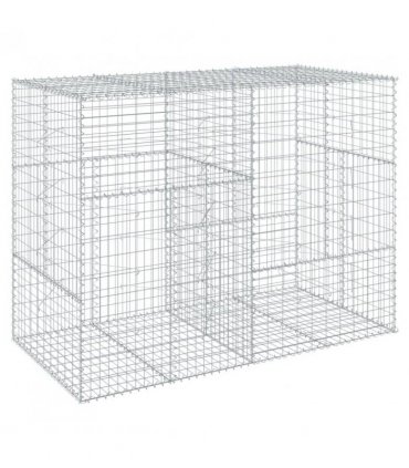 vidaXL Gabion Basket with Cover 200x100x150 cm Galvanised Iron — Size: 200 x 100 x 150 cm