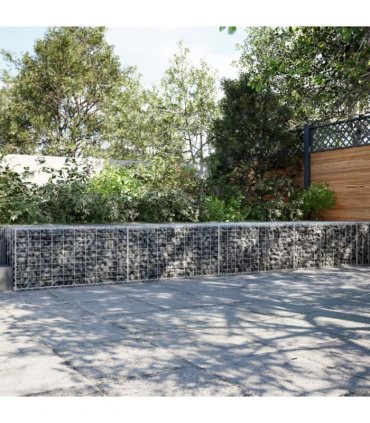 vidaXL Gabion Basket with Cover 400x100x50 cm Galvanised Iron — Size: 400 x 100 x 50 cm