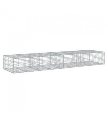 vidaXL Gabion Basket with Cover 400x100x50 cm Galvanised Iron — Size: 400 x 100 x 50 cm