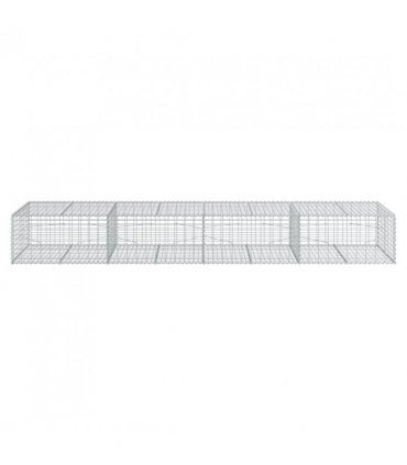 vidaXL Gabion Basket with Cover 400x100x50 cm Galvanised Iron — Size: 400 x 100 x 50 cm