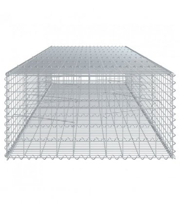 vidaXL Gabion Basket with Cover 400x100x50 cm Galvanised Iron — Size: 400 x 100 x 50 cm