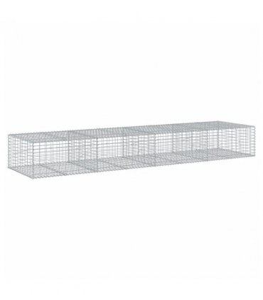 vidaXL Gabion Basket with Cover 400x100x50 cm Galvanised Iron — Size: 400 x 100 x 50 cm