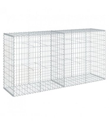 vidaXL Gabion Basket with Cover 200x50x100 cm Galvanised Iron — Size: 200 x 50 x 100 cm